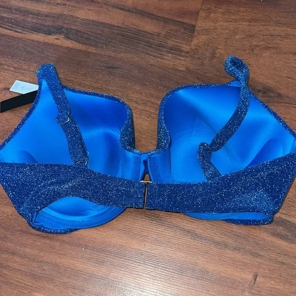 VS Swim Shimmer Icon Push-Up Bikini Top size 36DDD blue sparkle underwire - Picture 10 of 13